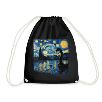 loch ness monster, nessie, van gogh, sternenacht - Turnbeutel - Schwarz - Vorne