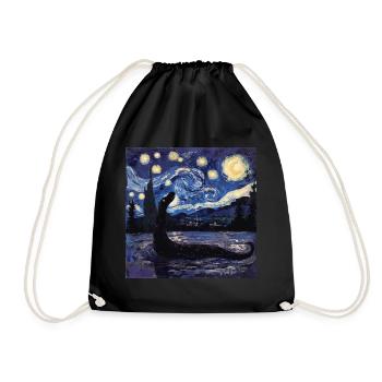 loch ness monster, nessie, van gogh, sternenacht - Turnbeutel - Schwarz - Vorne