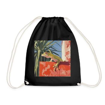 gecko, lézard, coloré, animal, cadeau, idée cadeau - Sac de sport léger - noir - Devant