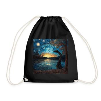 loch ness monster, nessie, van gogh, sternenacht - Turnbeutel - Schwarz - Vorne
