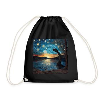 loch ness monster, nessie, van gogh, sternenacht - Turnbeutel - Schwarz - Vorne