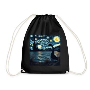 loch ness monster, nessie, van gogh, sternenacht - Turnbeutel - Schwarz - Vorne