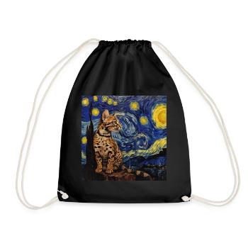 Ozelot, luchs, van gogh, sternennacht - Turnbeutel - Schwarz - Vorne