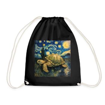 schildkröte, van gogh, sternennacht - Turnbeutel - Schwarz - Vorne