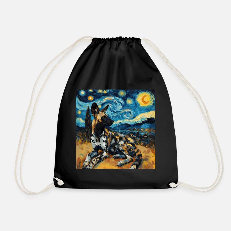 hyäne, van gogh, sternennacht - Turnbeutel - Schwarz
