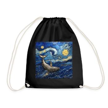 Whale Fish Van Gogh - Drawstring Bag - black - Front