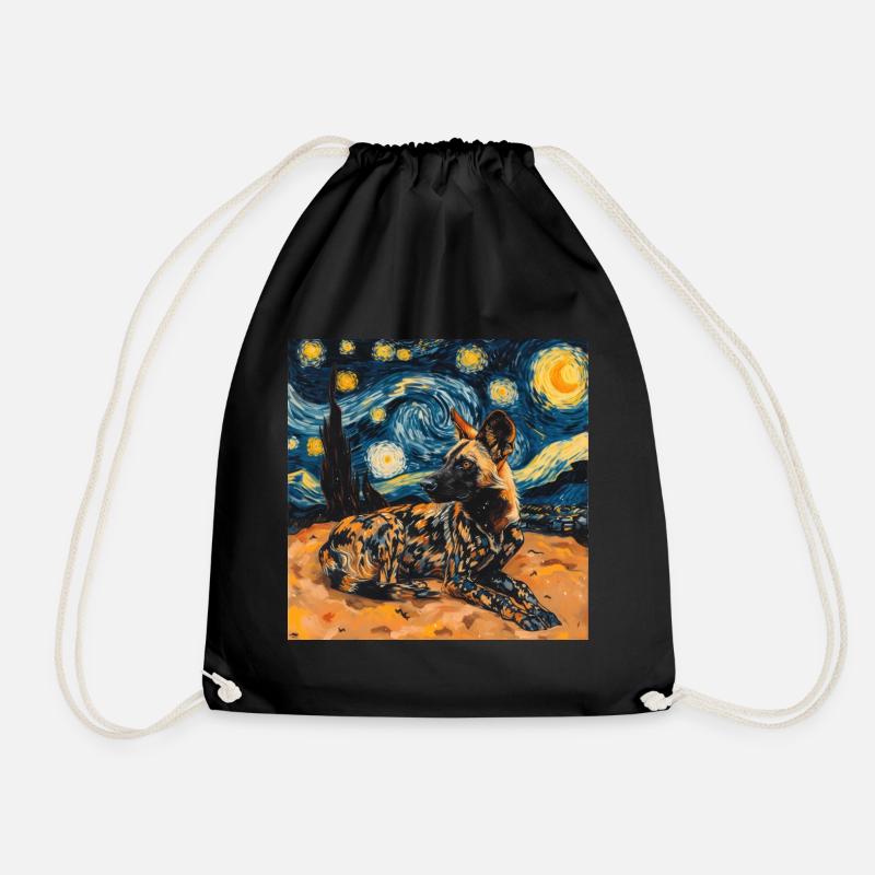 hyäne, van gogh, sternennacht - Turnbeutel - Schwarz