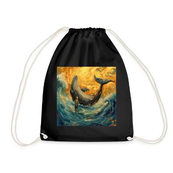 Whale Fish Van Gogh - Drawstring Bag - black - Front