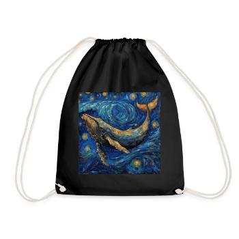 Whale Fish Van Gogh - Drawstring Bag - black - Front