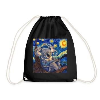 koala, tier, van gogh, sternenacht - Turnbeutel - Schwarz - Vorne