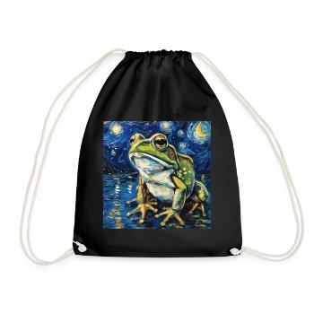 frosch, tier, van gogh, sternenacht - Turnbeutel - Schwarz - Vorne