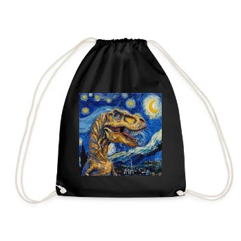 T-Rex, Dinosaur, Dino Animal, Van Gogh - Drawstring Bag - black - Front