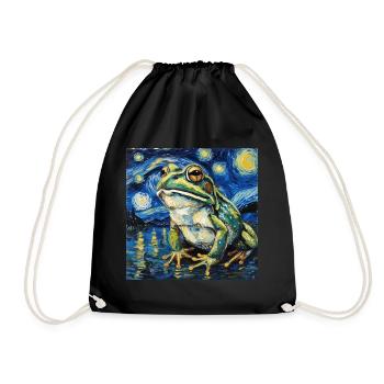 frosch, tier, van gogh, sternennacht - Turnbeutel - Schwarz - Vorne