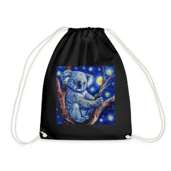 koala, tier, van gogh, sternenacht - Turnbeutel - Schwarz - Vorne