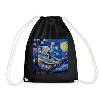 koala, tier, van gogh, sternenacht - Turnbeutel - Schwarz - Vorne