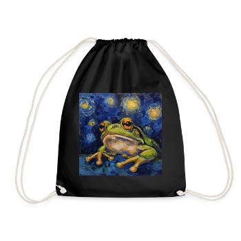 frosch, tier, van gogh, sternenacht - Turnbeutel - Schwarz - Vorne