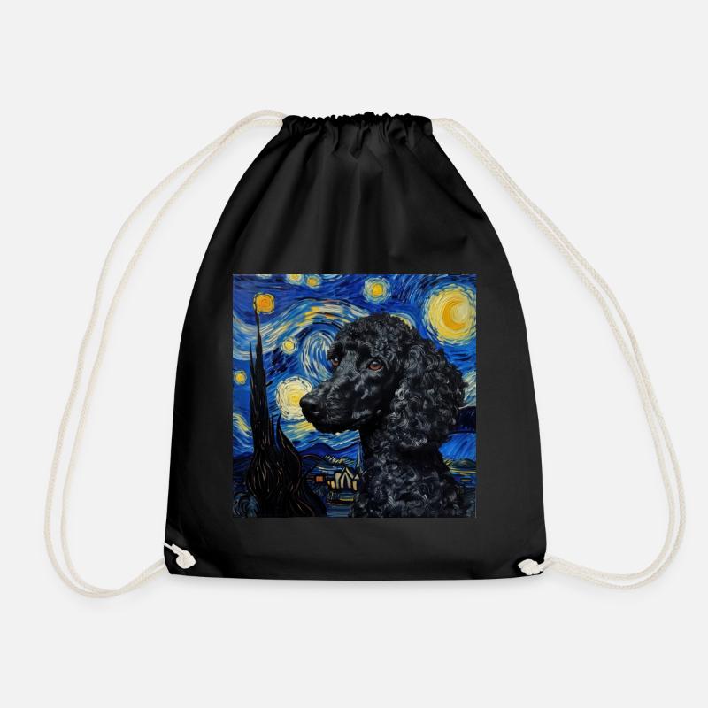 pudel, hund, Van Gogh, Sternennacht - Turnbeutel - Schwarz