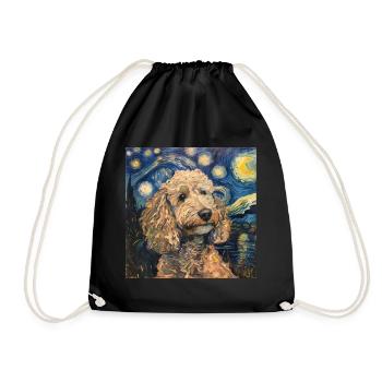Caniche, Chien, Van Gogh, Nuit Étoilée - Sac de sport léger - noir - Devant