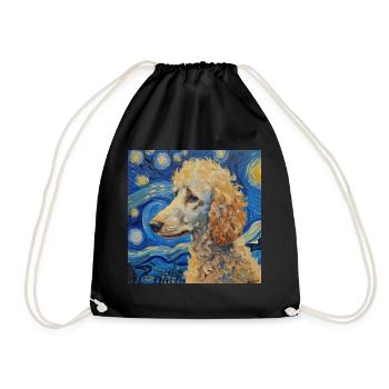 Caniche, Chien, Van Gogh, Nuit Étoilée - Sac de sport léger - noir - Devant