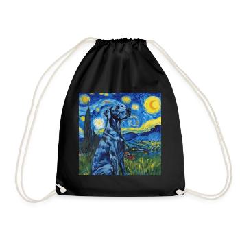 Great Dane, Great Dane, Dog, Van Gogh - Drawstring Bag - black - Front
