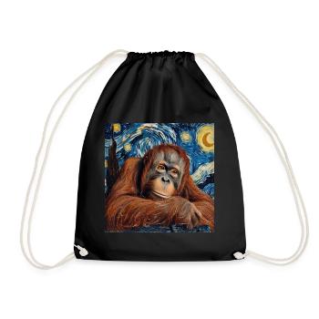 Orang-outan, singe, Van Gogh, nuit étoilée, cadeau - Sac de sport léger - noir - Devant