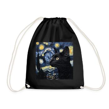 Chat Noir, Chats, Van Gogh, Nuit Étoilée - Sac de sport léger - noir - Devant