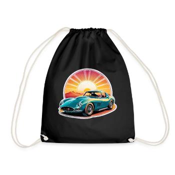 voiture vintage couché de soleil - Sac de sport léger - noir - Devant