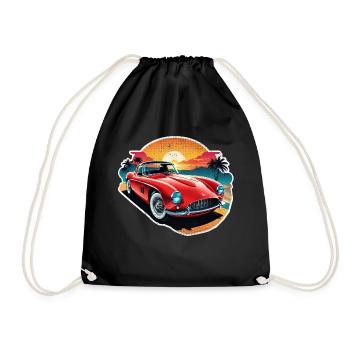 voiture vintage couché de soleil - Sac de sport léger - noir - Devant