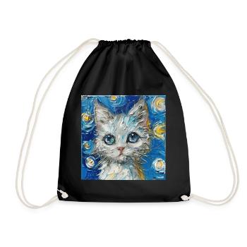 Cat, Cat Motif - Drawstring Bag - black - Front