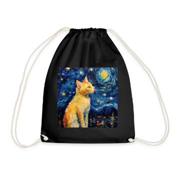 Cat, Cat Motif - Drawstring Bag - black - Front