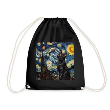 Cat, Cat Motif - Drawstring Bag - black - Front