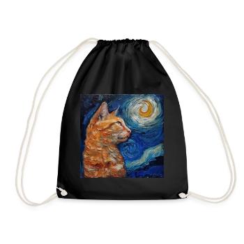 Cat, Cat Motif - Drawstring Bag - black - Front