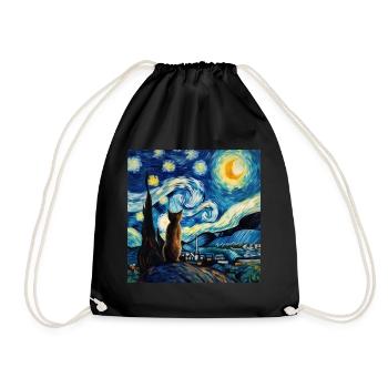 Cat, Cat Motif - Drawstring Bag - black - Front