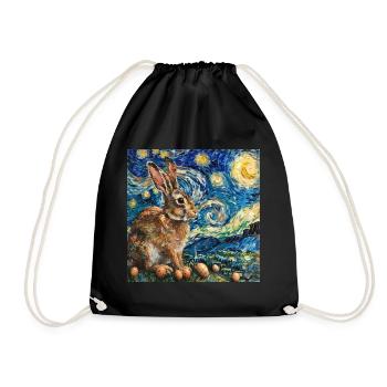 easter bunny, easter, bunny, happy easter, easter eggs - Drawstring Bag - black - Front