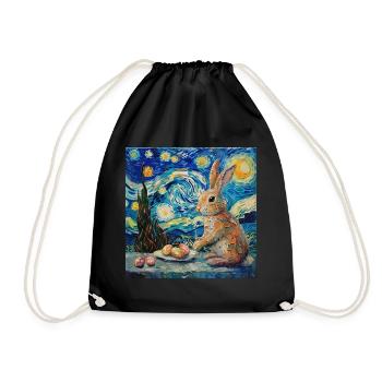 easter bunny, easter, bunny, happy easter, easter eggs - Drawstring Bag - black - Front