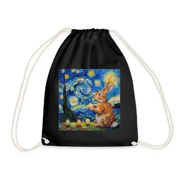 easter bunny, easter, bunny, happy easter, easter eggs - Drawstring Bag - black - Front