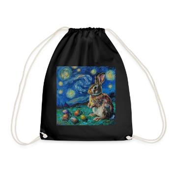 easter bunny, easter, bunny, happy easter, easter eggs - Drawstring Bag - black - Front