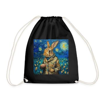 easter bunny, easter, bunny, happy easter, easter eggs - Drawstring Bag - black - Front