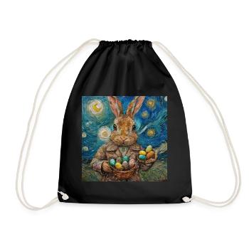 easter bunny, easter, bunny, happy easter, easter eggs - Drawstring Bag - black - Front
