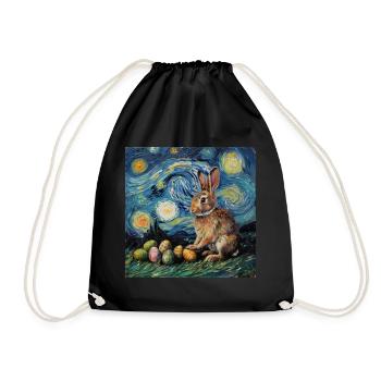 easter bunny, easter, bunny, happy easter, easter eggs - Drawstring Bag - black - Front