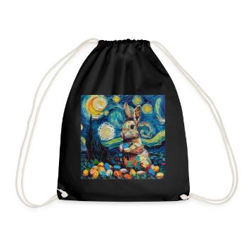 easter bunny, easter, bunny, happy easter, easter eggs - Drawstring Bag - black - Front