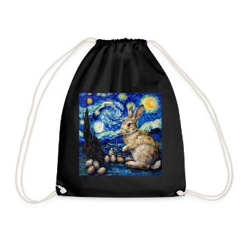 easter bunny, easter, bunny, happy easter, easter eggs - Drawstring Bag - black - Front