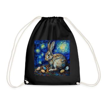 easter bunny, easter, bunny, happy easter, easter eggs - Drawstring Bag - black - Front