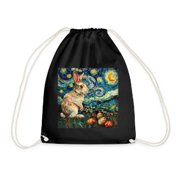 easter bunny, easter, bunny, happy easter, easter eggs - Drawstring Bag - black - Front