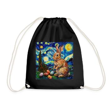 easter bunny, easter, bunny, happy easter, easter eggs - Drawstring Bag - black - Front