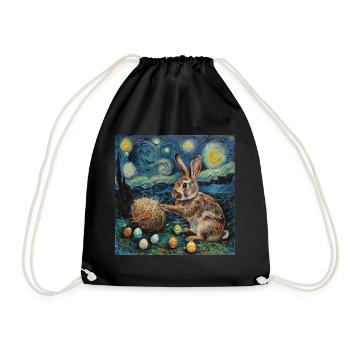 easter bunny, easter, bunny, happy easter, easter eggs, - Drawstring Bag - black - Front