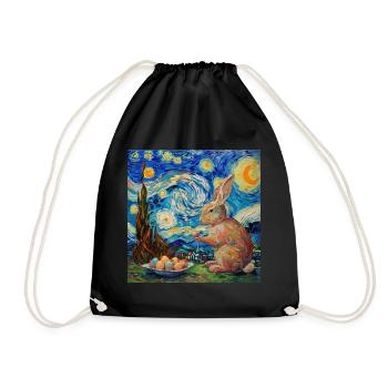 easter bunny, easter, bunny, happy easter, easter eggs - Drawstring Bag - black - Front