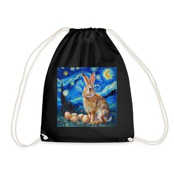 easter bunny, easter, bunny, happy easter, easter eggs - Drawstring Bag - black - Front