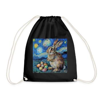 easter bunny, easter, bunny, happy easter, easter eggs, - Drawstring Bag - black - Front