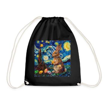 easter bunny, easter, bunny, happy easter, easter eggs - Drawstring Bag - black - Front